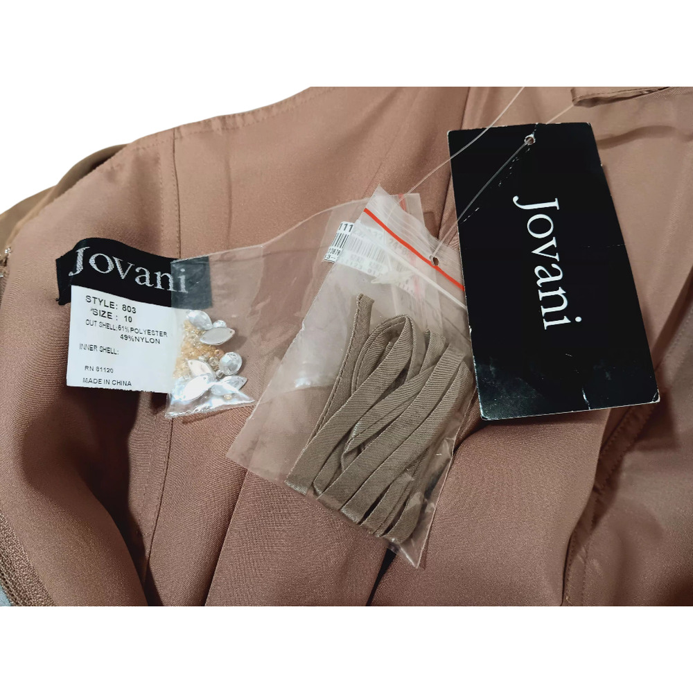 NEW JOVANI Formal Dress 10 Ballgown Bronze Beaded Taffeta Optional Wrap MotherOf - Picture 4 of 16